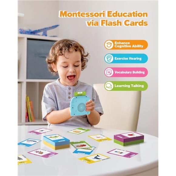 Talking Flash Cards for Toddlers 1 2 3 4 Year Olds, Montessori Language - Picture 3 of 7